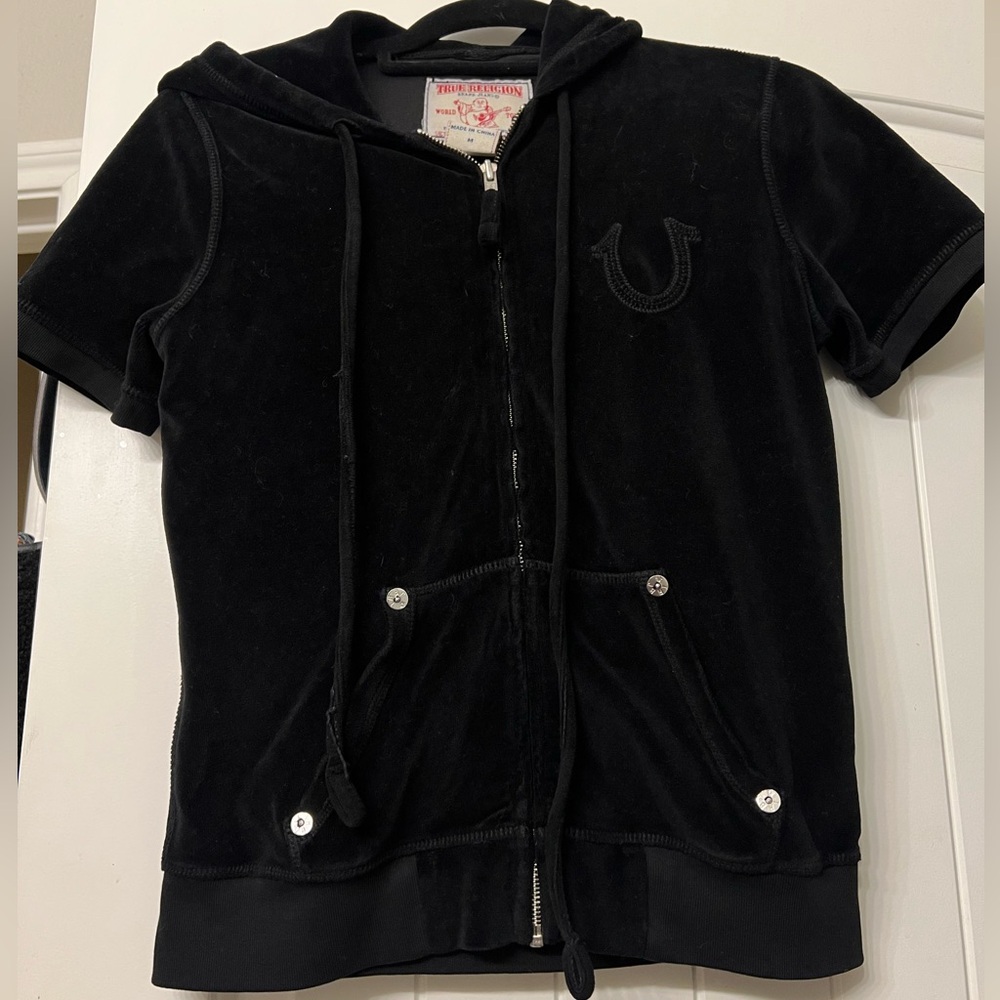 True Religion short sleeve velour zip up